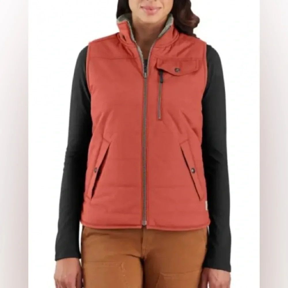 Carhartt Women's Utility Sherpa-Lined Vest Reversible Orange M Hiking Gorpcore